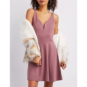 Mauve Notched Skater Dress